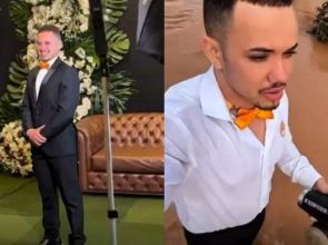 Formando viraliza ao atravessar rua alagada no MA e expõe falta de infraestrutura